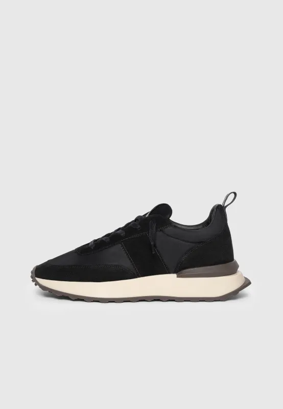 Monaco - Suede and Nylon Runner - Black sold by Maniere De Voir