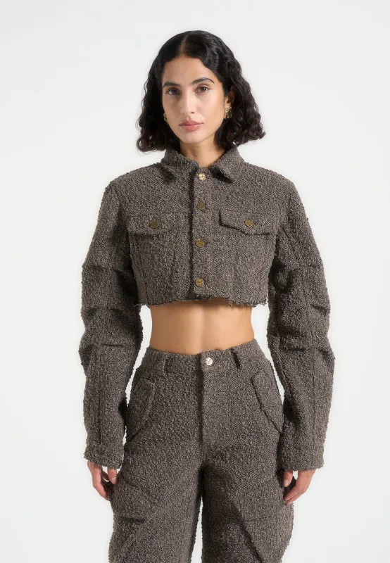 Catherine - Cropped Boucle Denim Jacket - Brown sold by Maniere De Voir