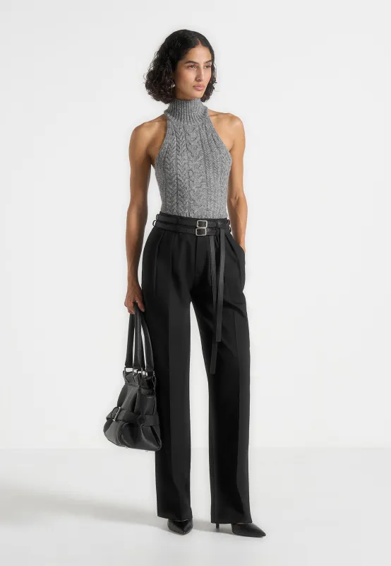 Pascale - Tailored Twin Belt Trousers - Black sold by Maniere De Voir