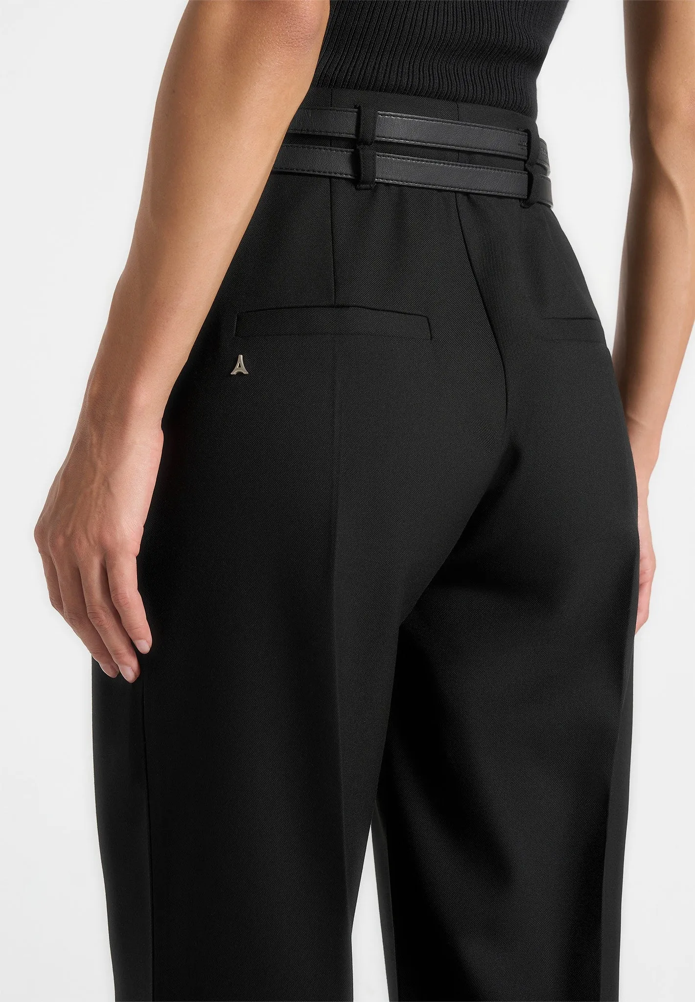 Pascale - Tailored Twin Belt Trousers - Black sold by Maniere De Voir product image thumbnail 5