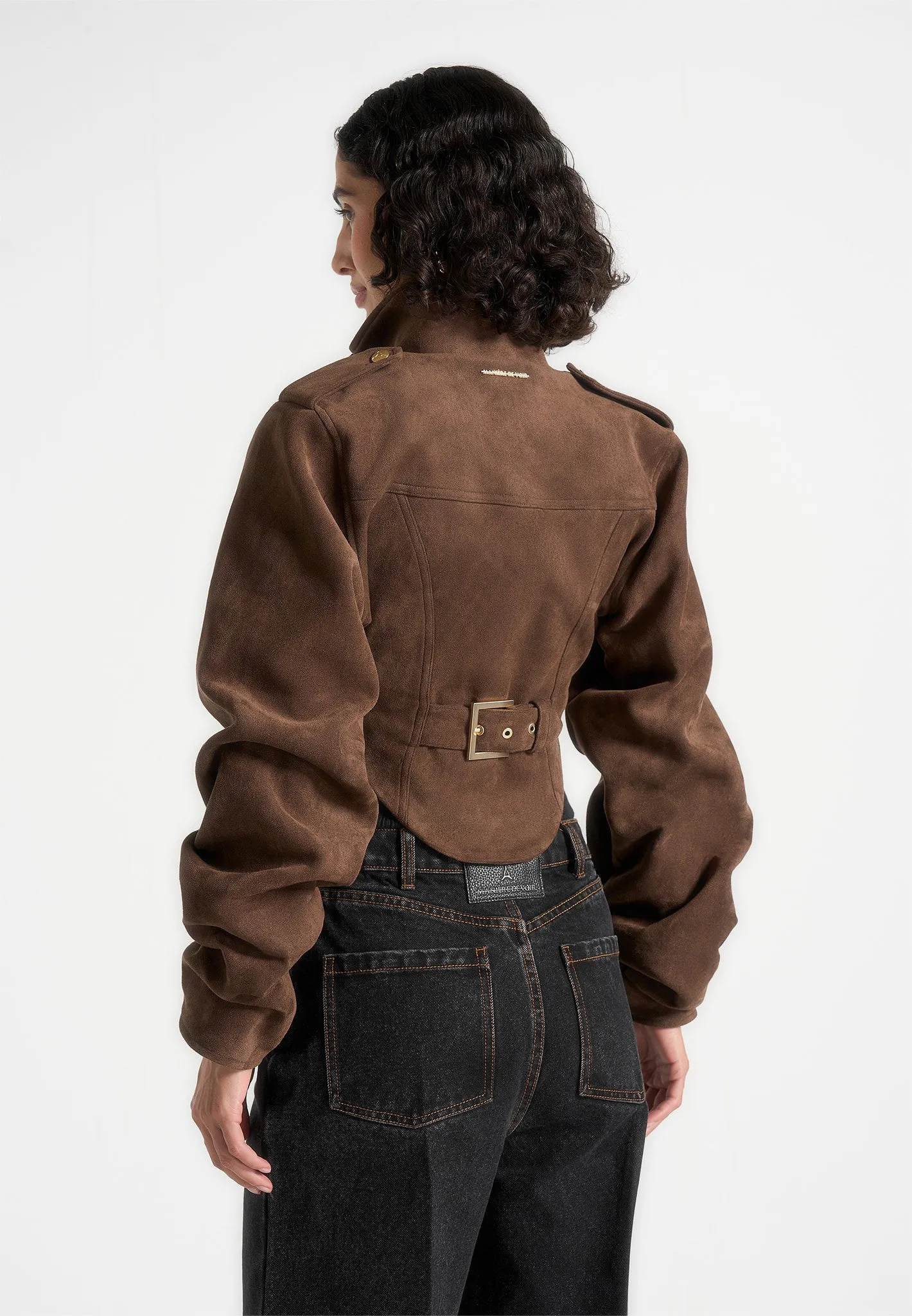 Solange - Suede Tacked Sleeve Corset Jacket - Brown sold by Maniere De Voir product image thumbnail 5