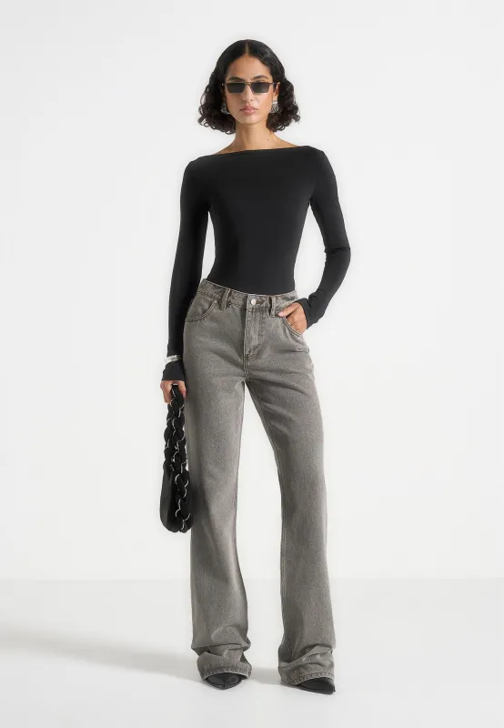 Abbie - Stacked Fit And Flare Jeans - Light Grey sold by Maniere De Voir