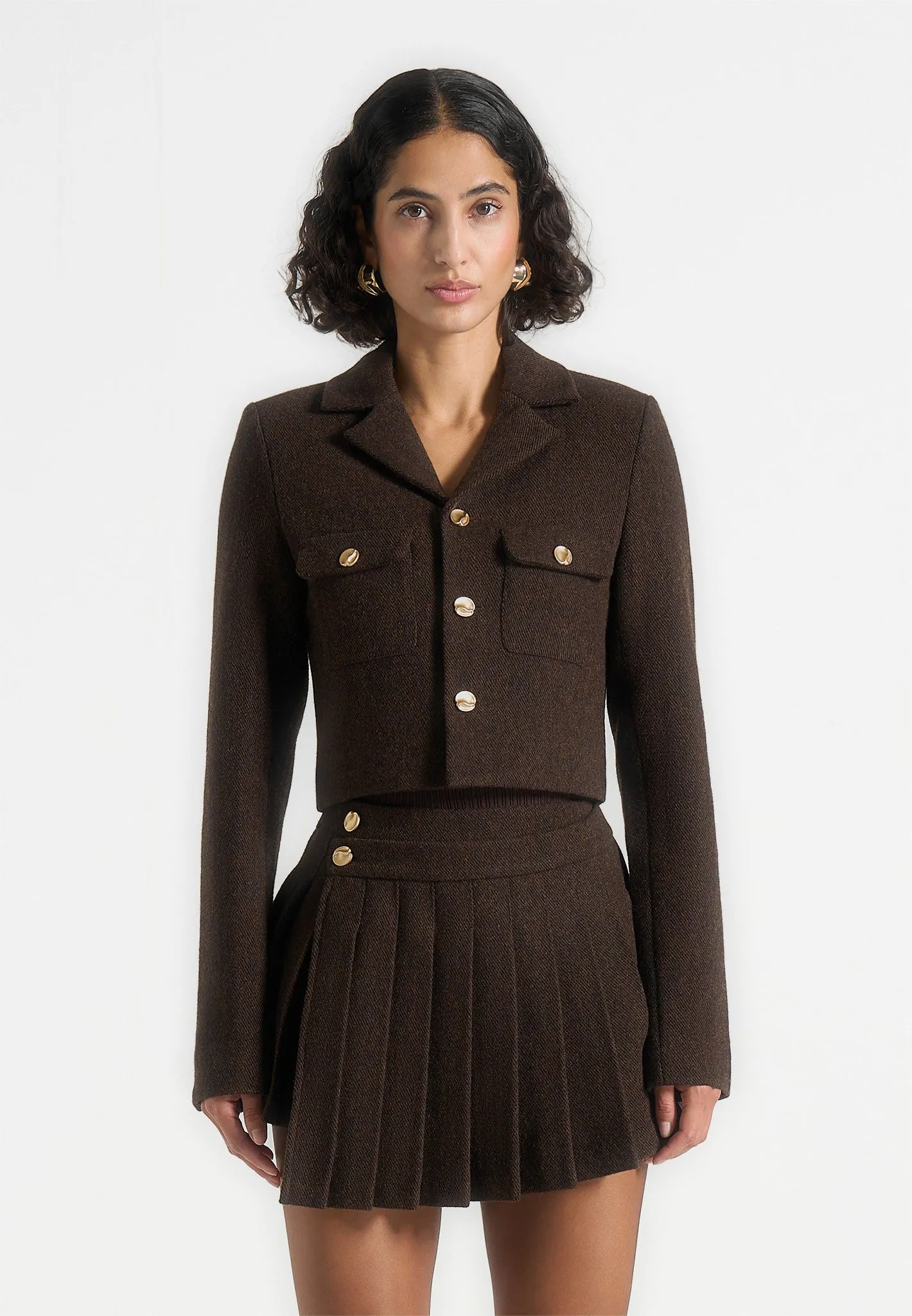 Daphina - Tailored Wool Jacket - Brown sold by Maniere De Voir product image thumbnail 3