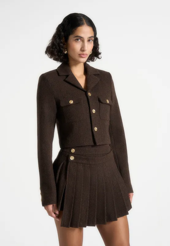 Daphina - Tailored Wool Jacket - Brown made by Maniere De Voir