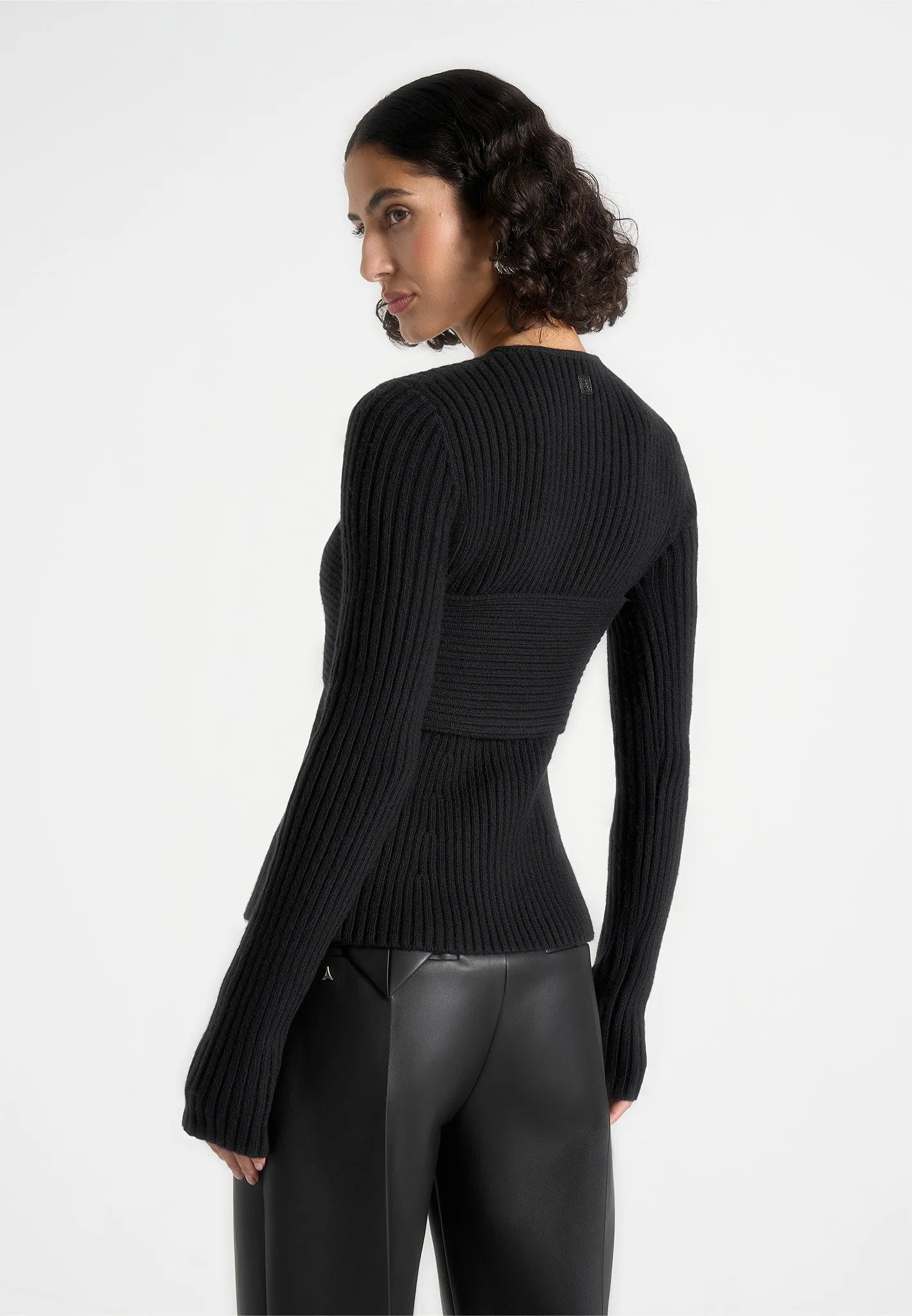 Marisa - 2-In-1 Knit Bandeau Cardigan - Black sold by Maniere De Voir product image thumbnail 4