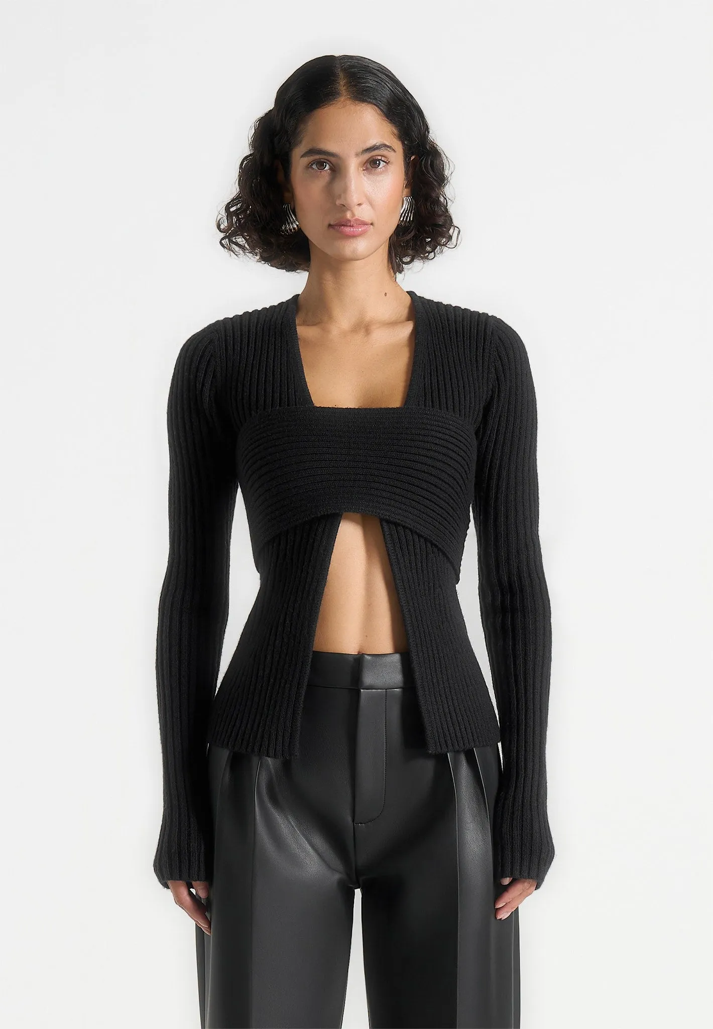 Marisa - 2-In-1 Knit Bandeau Cardigan - Black sold by Maniere De Voir
