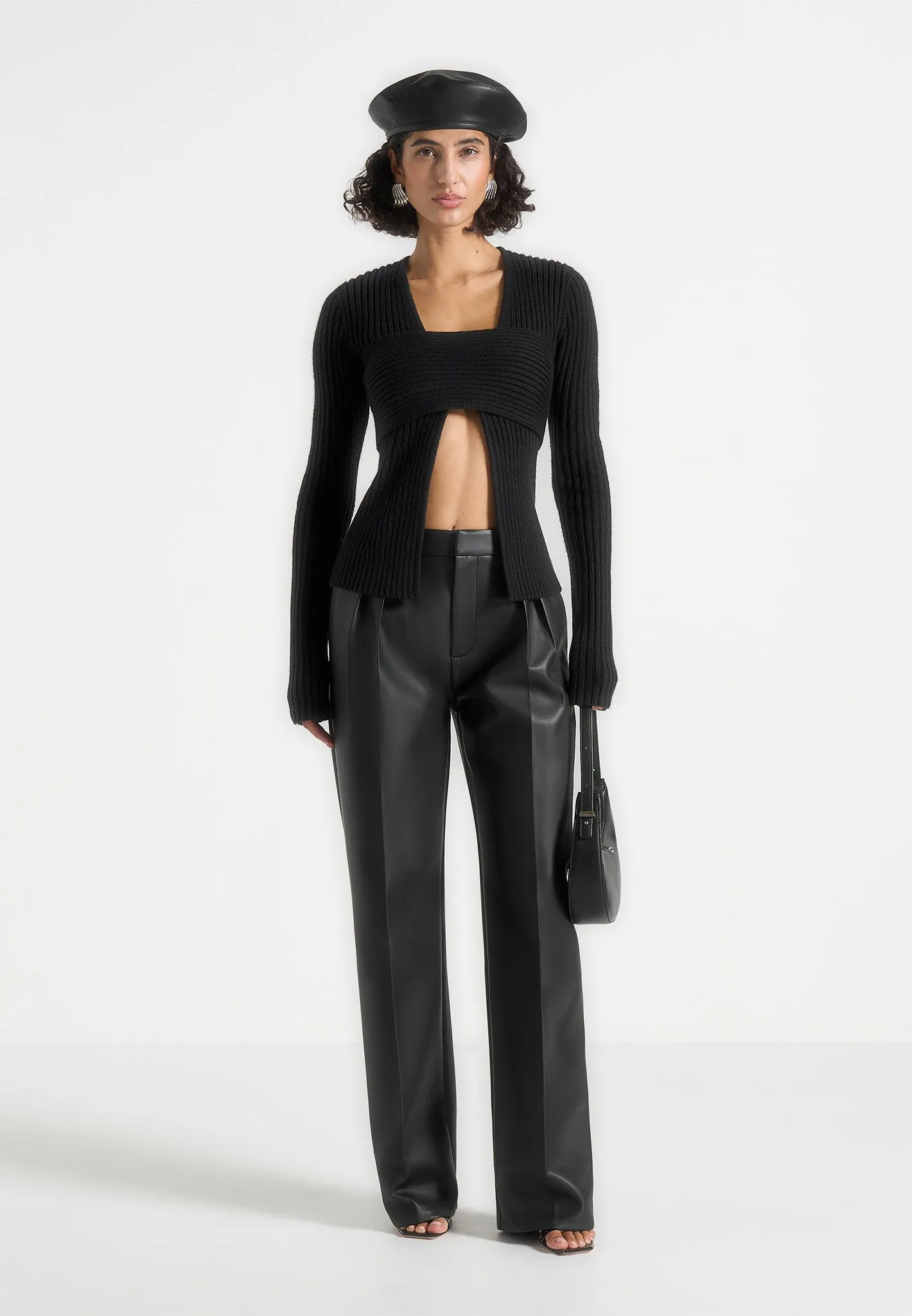Marisa - 2-In-1 Knit Bandeau Cardigan - Black sold by Maniere De Voir product image thumbnail 2