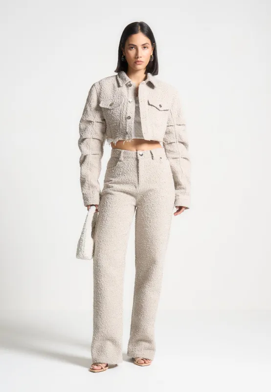 Sara - Boucle Straight Leg Jeans - Beige sold by Maniere De Voir
