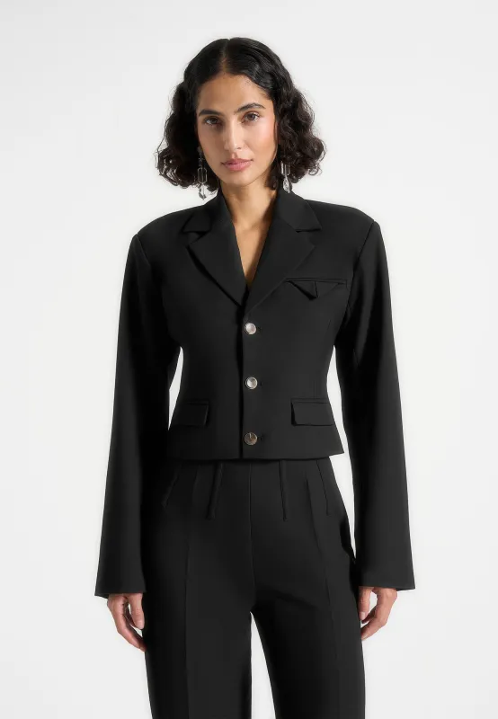 Prisca - Tailored Cropped Blazer - Black sold by Maniere De Voir