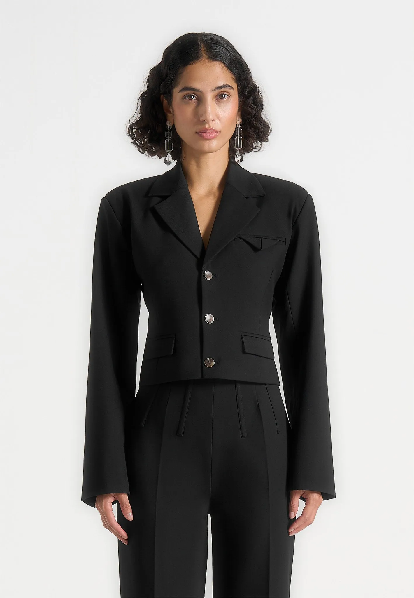 Prisca - Tailored Cropped Blazer - Black sold by Maniere De Voir product image thumbnail 3