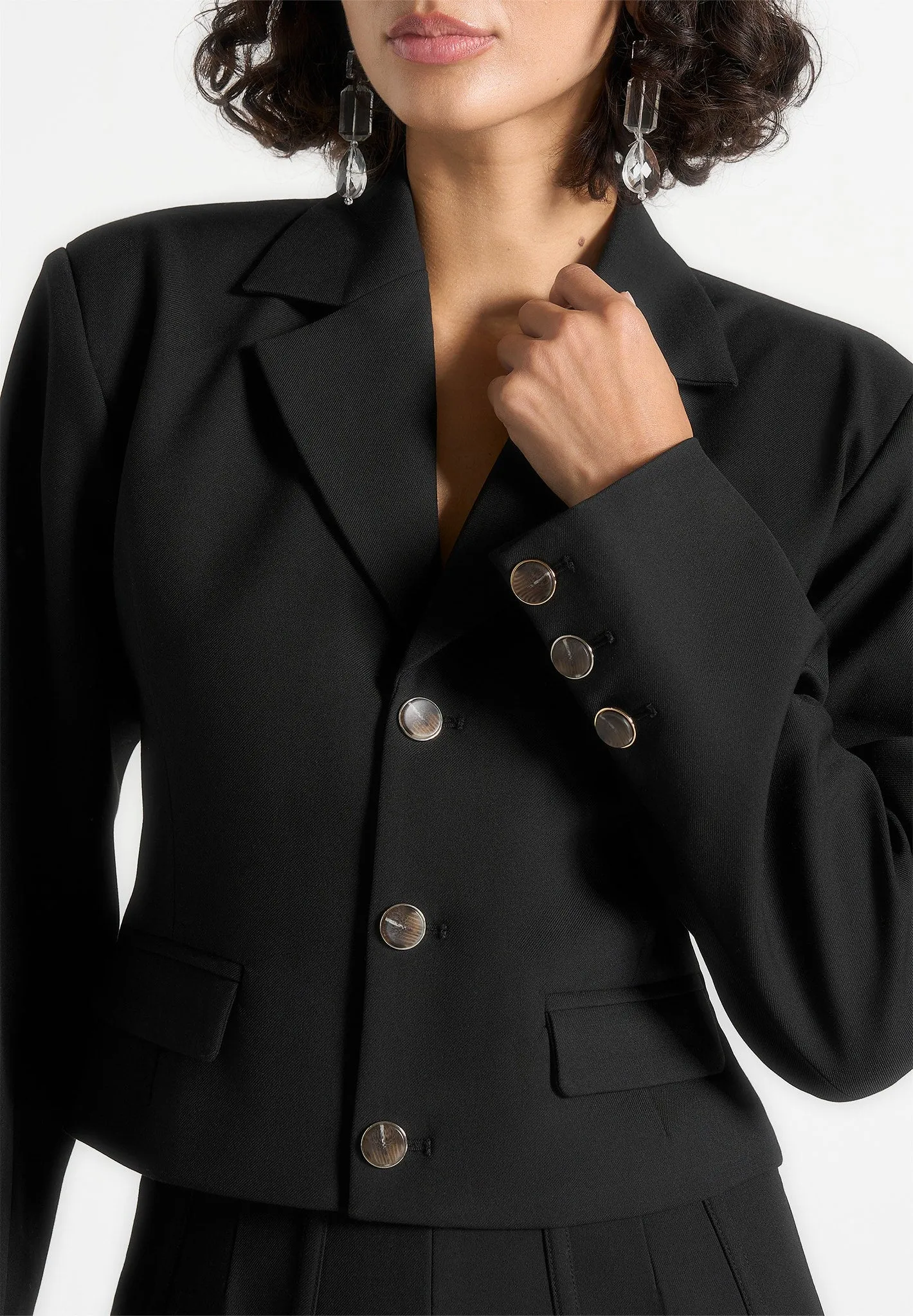 Prisca - Tailored Cropped Blazer - Black sold by Maniere De Voir product image thumbnail 4