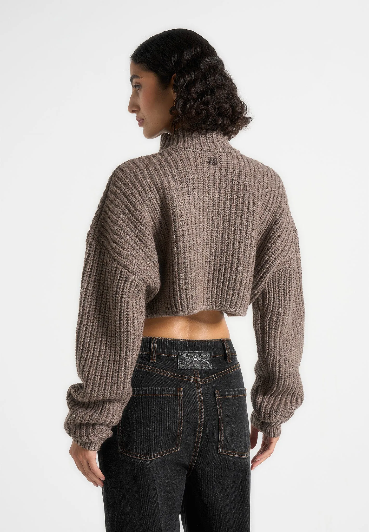 Olia - Curved Hem Knitted Jumper - Taupe sold by Maniere De Voir product image thumbnail 4