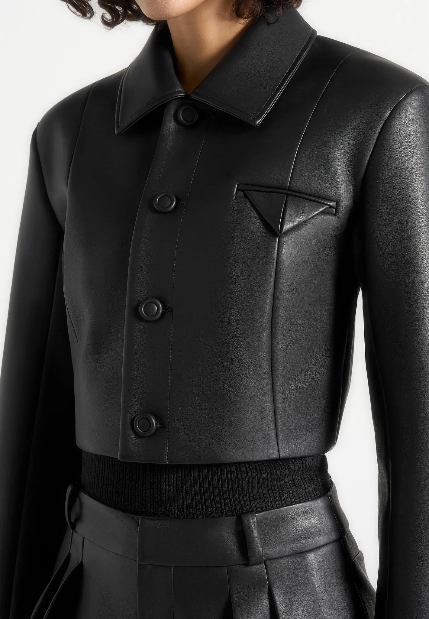Ania - Wide Shoulder Leather Jacket - Black sold by Maniere De Voir product image thumbnail 4