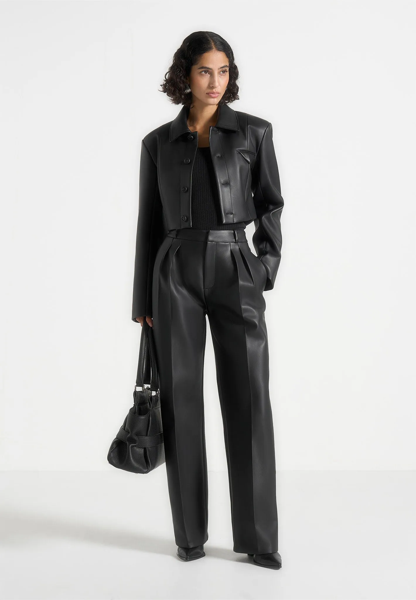 Ania - Wide Shoulder Leather Jacket - Black sold by Maniere De Voir product image thumbnail 2