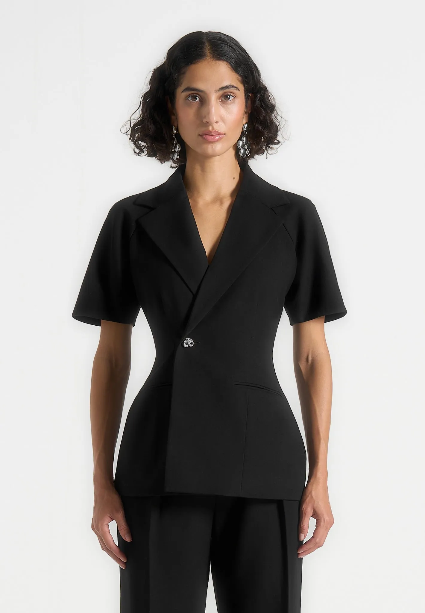 Malika - Double Breasted Short Sleeve Blazer - Black sold by Maniere De Voir product image thumbnail 3
