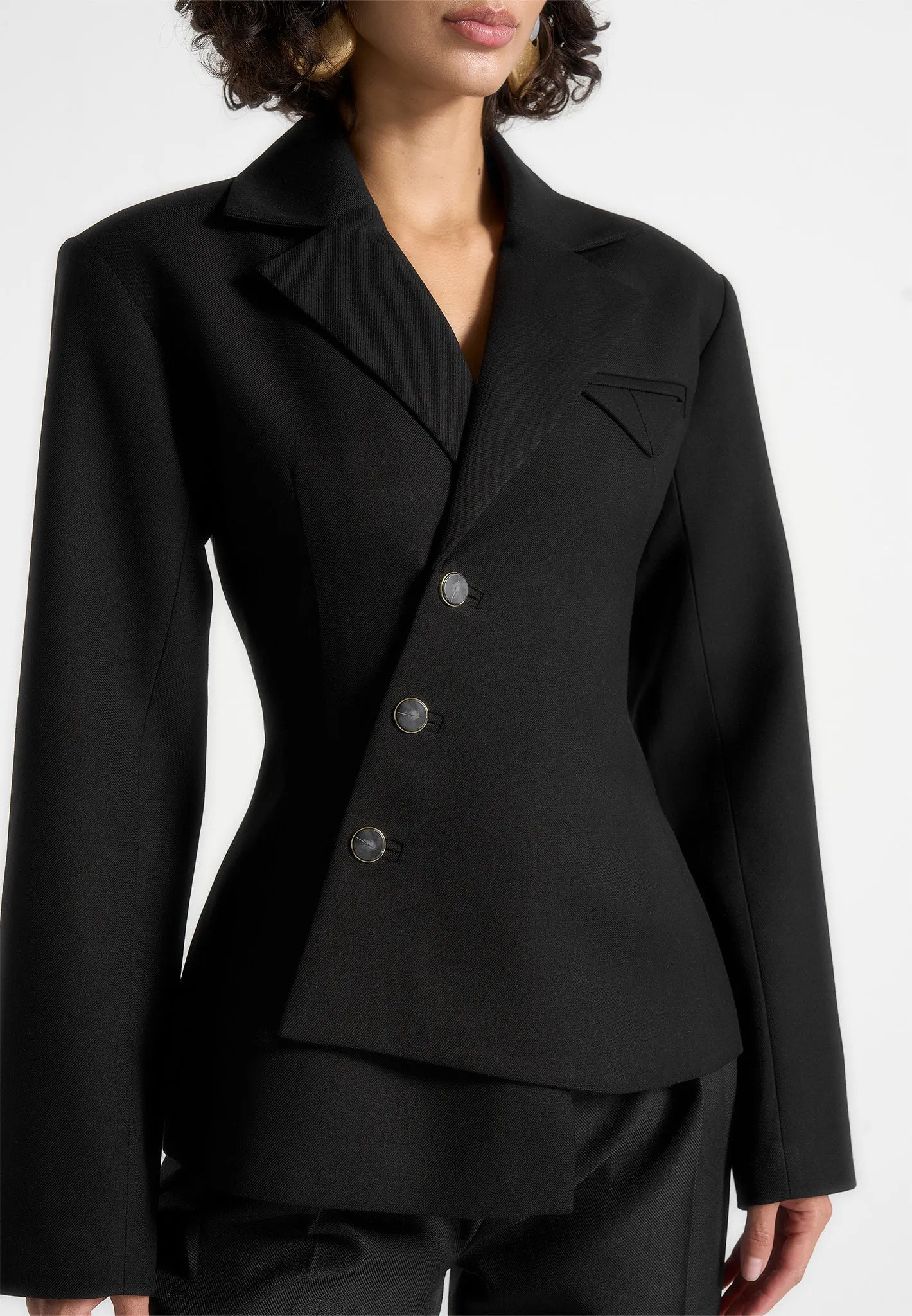 Thalia - Asymmetric Tailored Double Breasted Blazer - Black sold by Maniere De Voir product image thumbnail 4