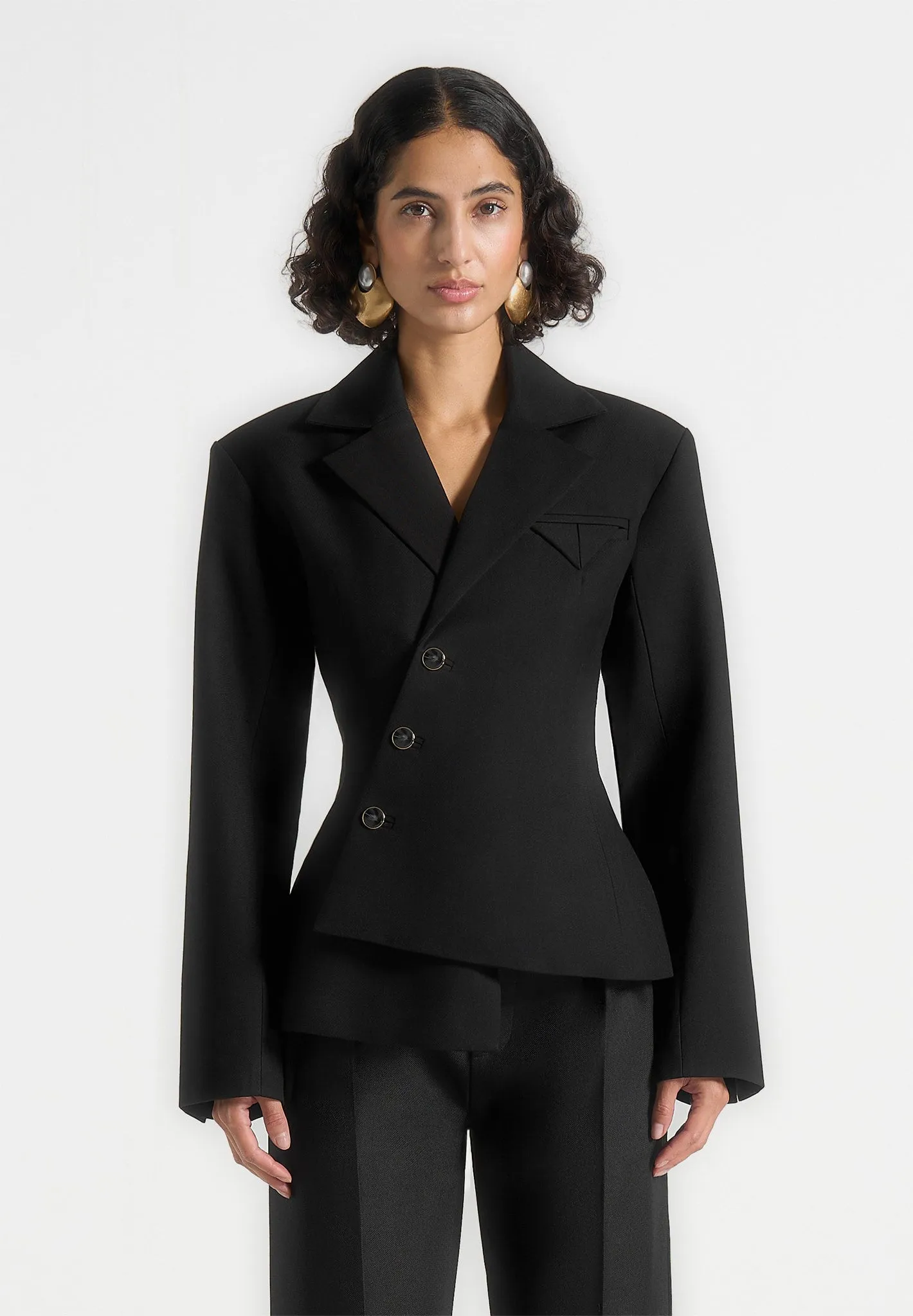 Thalia - Asymmetric Tailored Double Breasted Blazer - Black sold by Maniere De Voir product image thumbnail 3