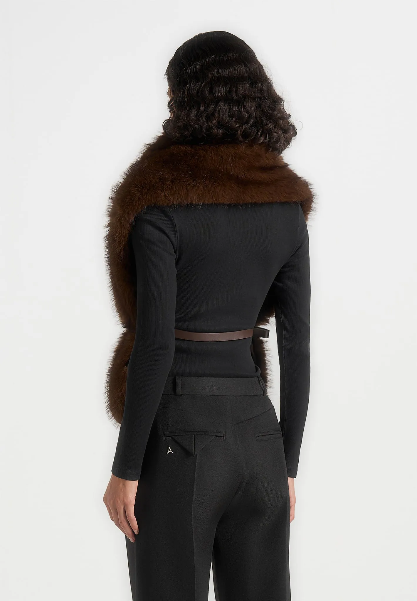 Lira - Fur Gilet With Belt - Dark Brown sold by Maniere De Voir product image thumbnail 5