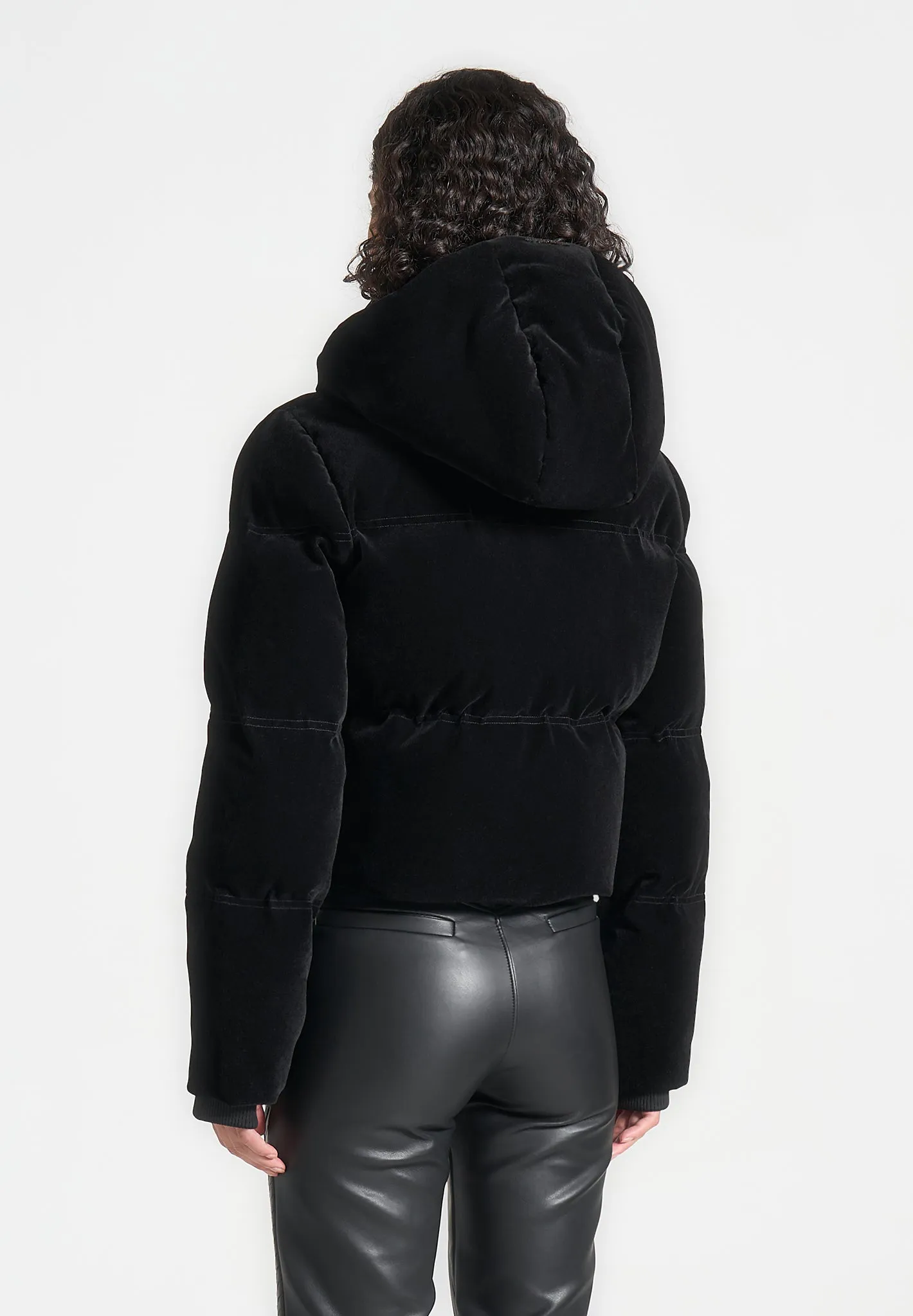 Maéva - Velvet Cropped Puffer Jacket - Black sold by Maniere De Voir product image thumbnail 4