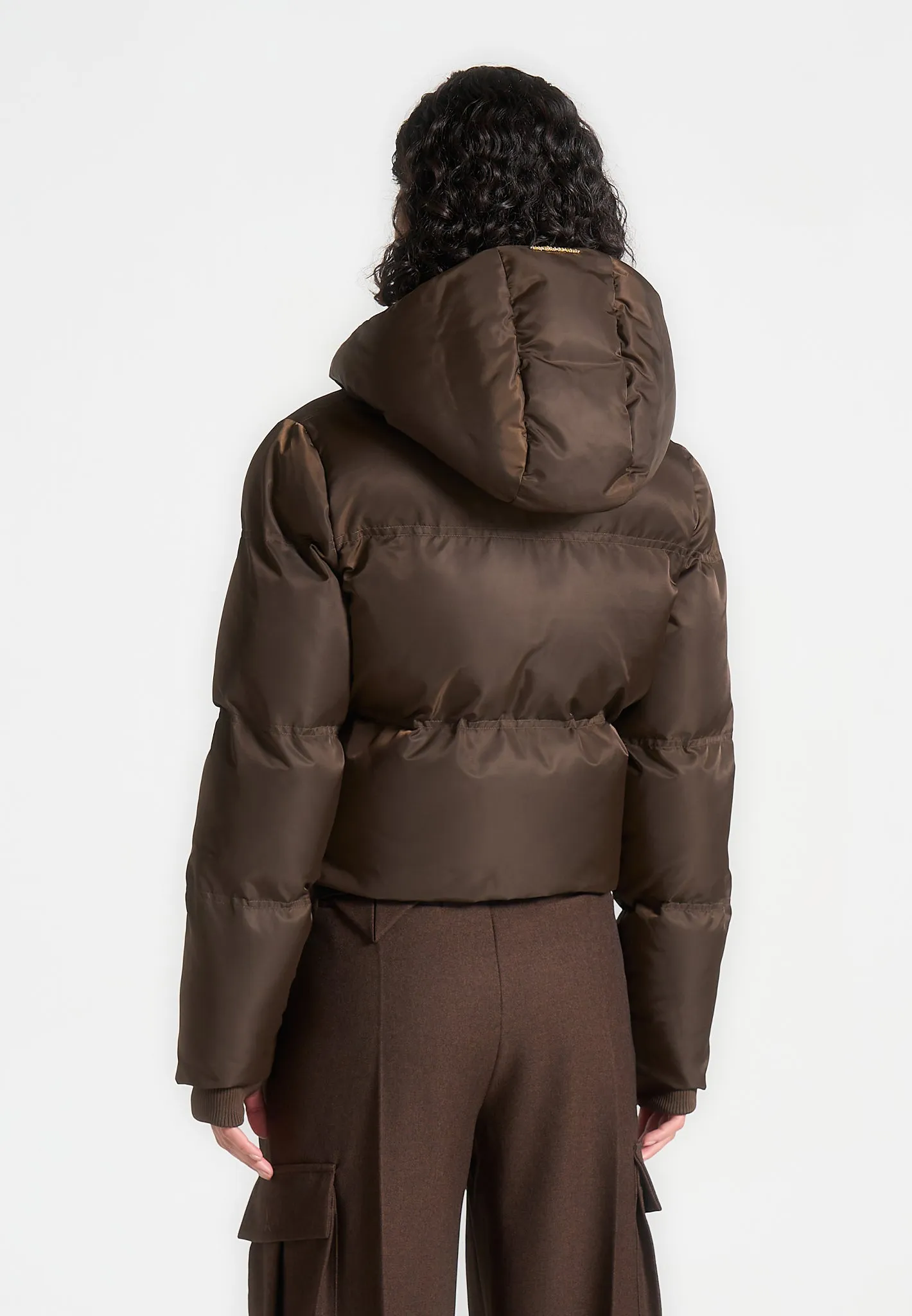 Maeva - Nylon Eiffel Cropped Puffer Jacket - Brown sold by Maniere De Voir product image thumbnail 4