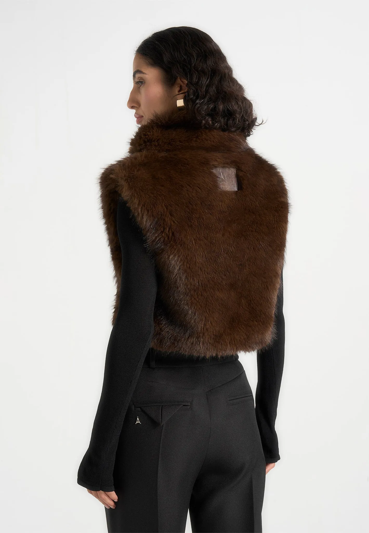 Nayla - High Neck Fur Jumper - Brown sold by Maniere De Voir product image thumbnail 4