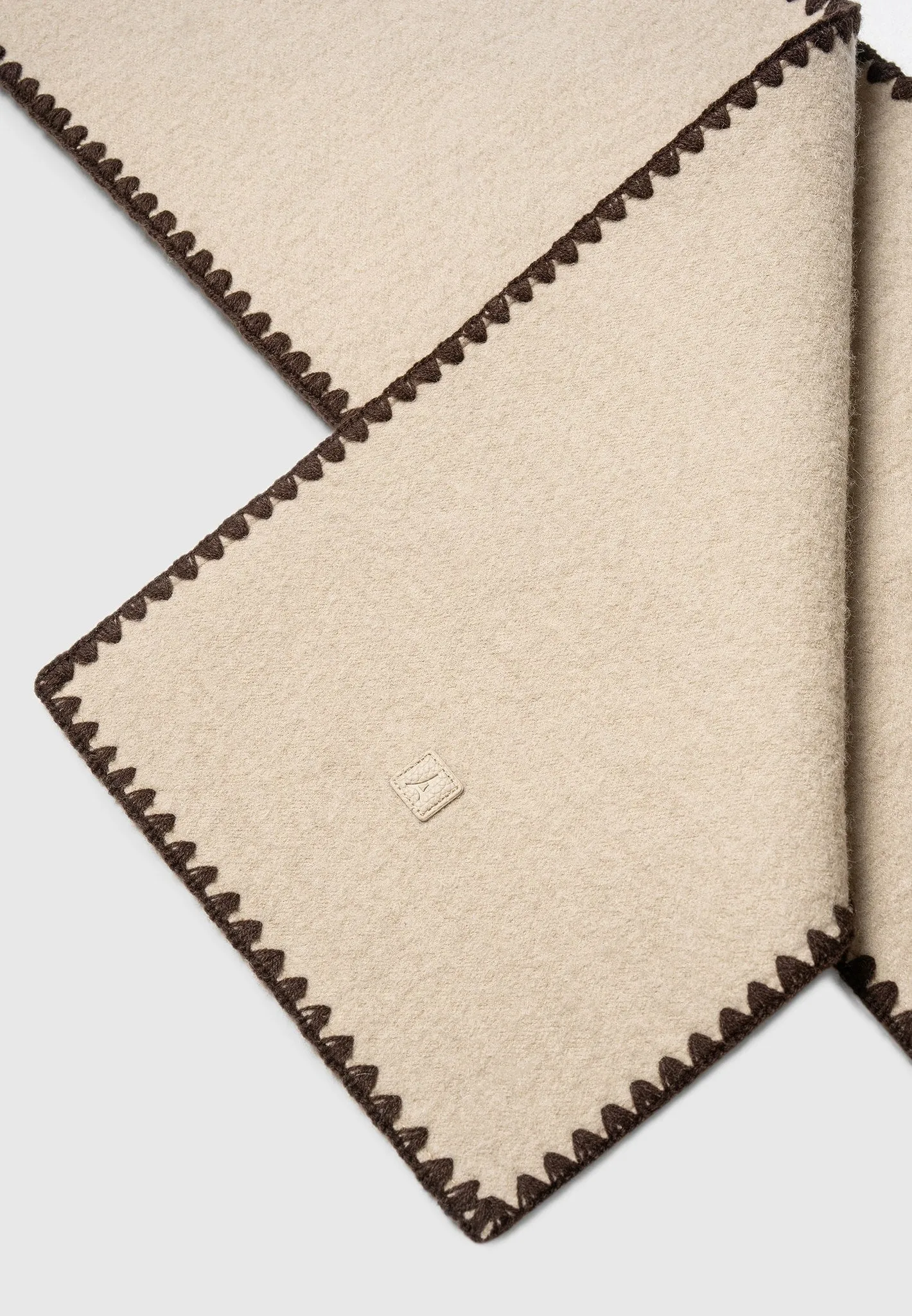 Aube - Blanket Stitch Wool Scarf - Taupe sold by Maniere De Voir product image thumbnail 3