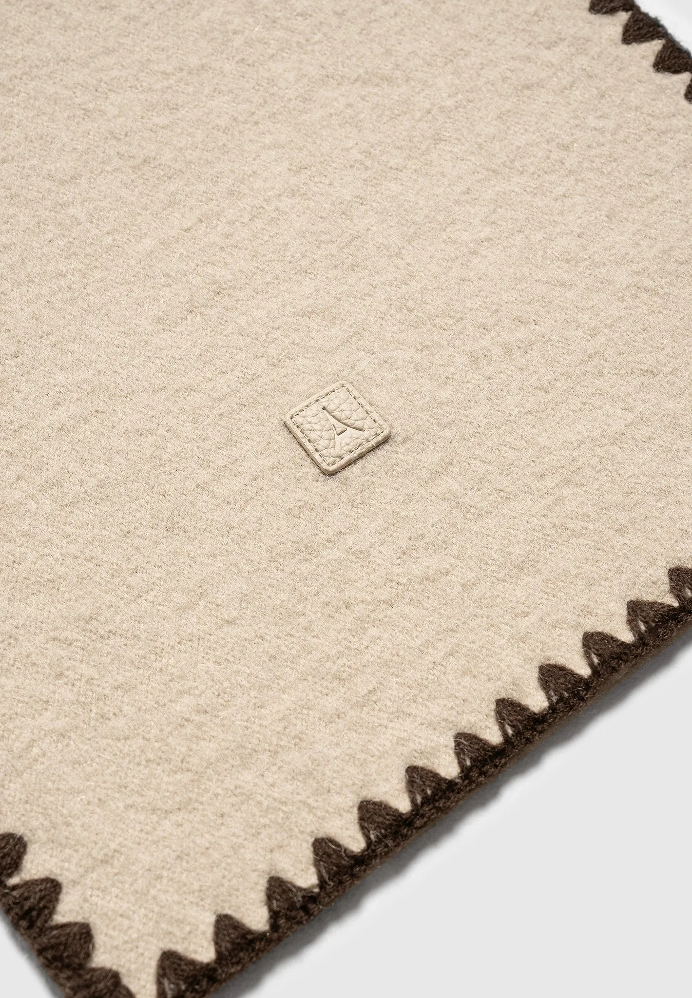 Aube - Blanket Stitch Wool Scarf - Taupe sold by Maniere De Voir product image thumbnail 5