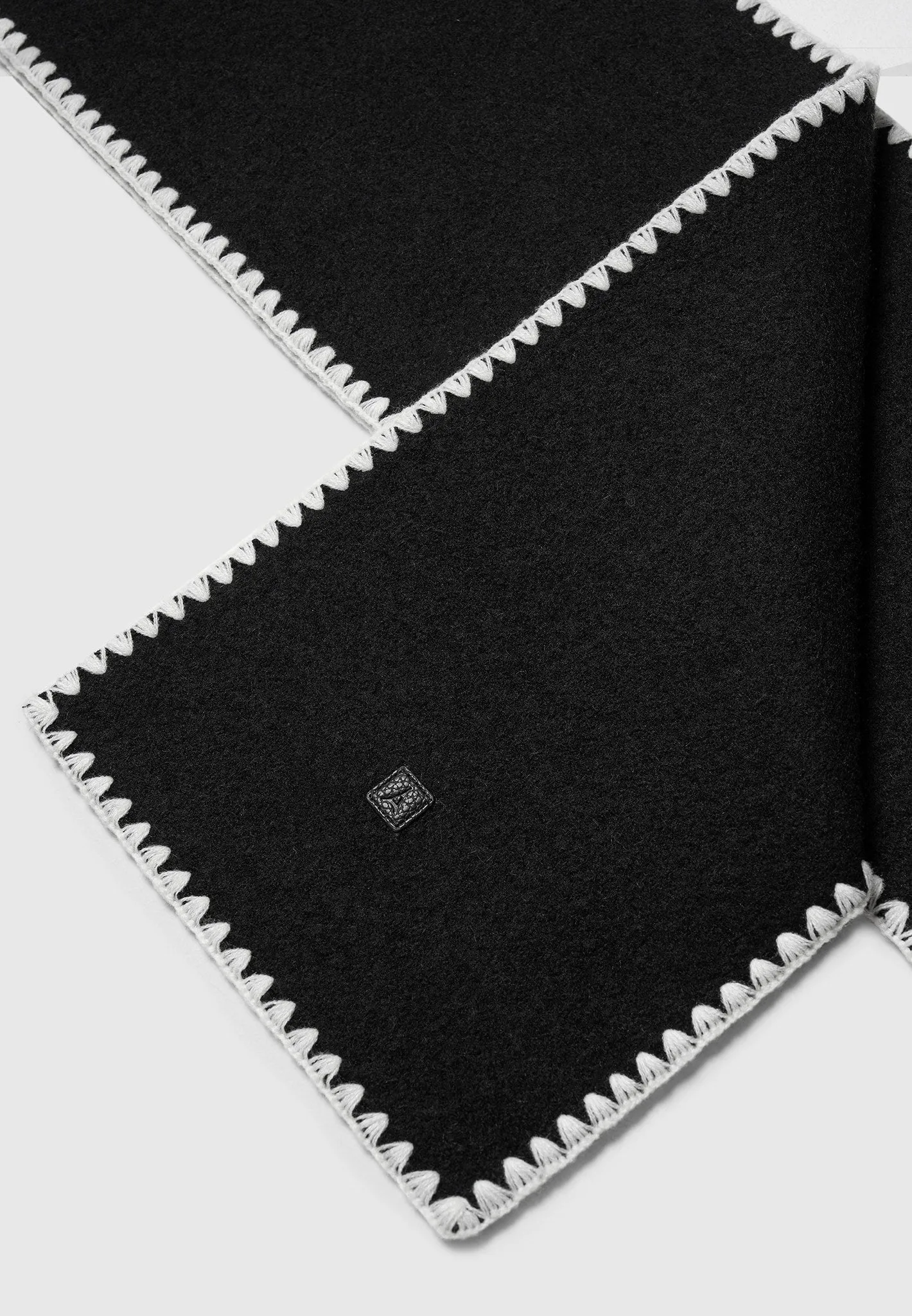 Aube - Blanket Stitch Wool Scarf - Black sold by Maniere De Voir product image thumbnail 3