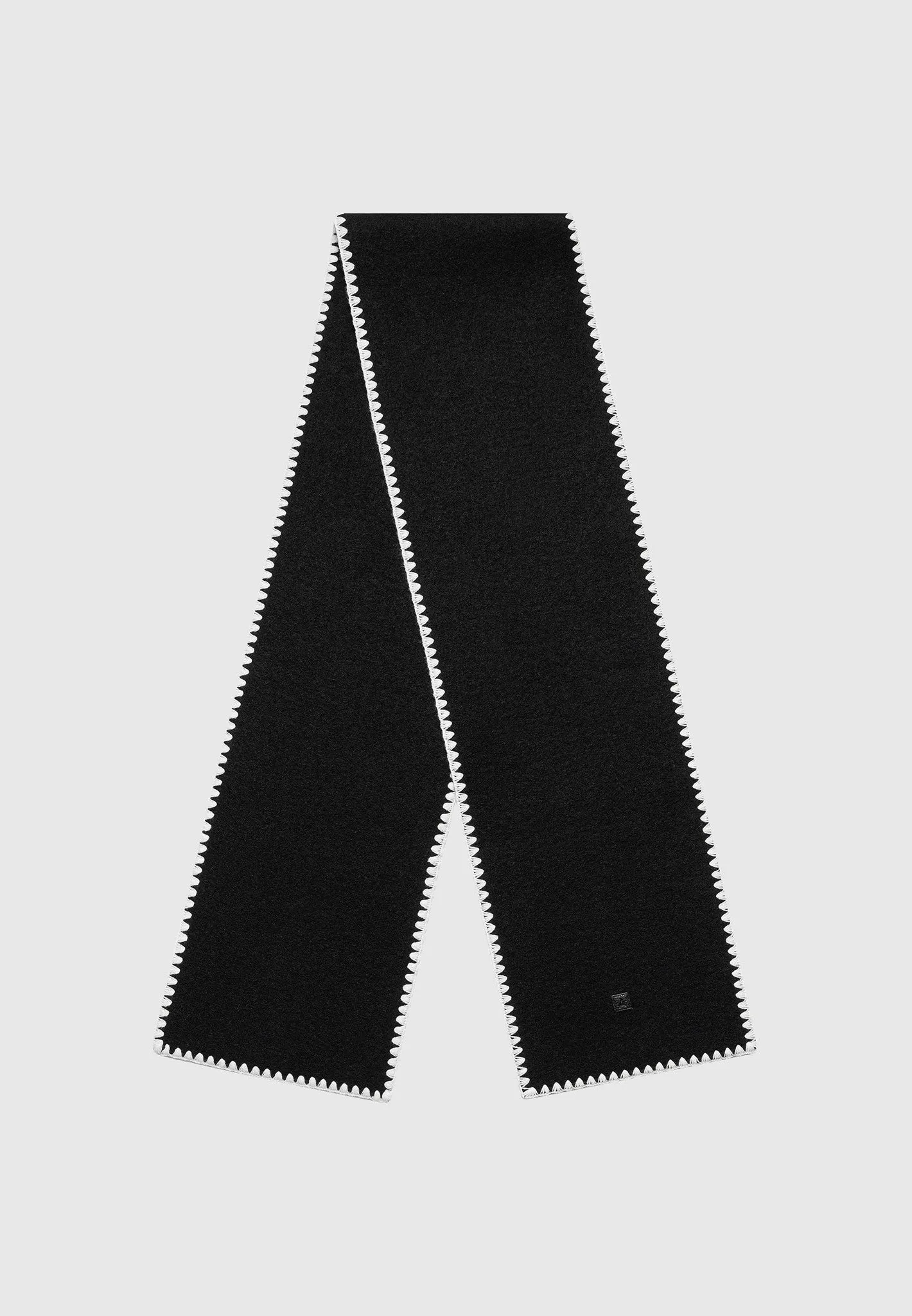 Aube - Blanket Stitch Wool Scarf - Black sold by Maniere De Voir