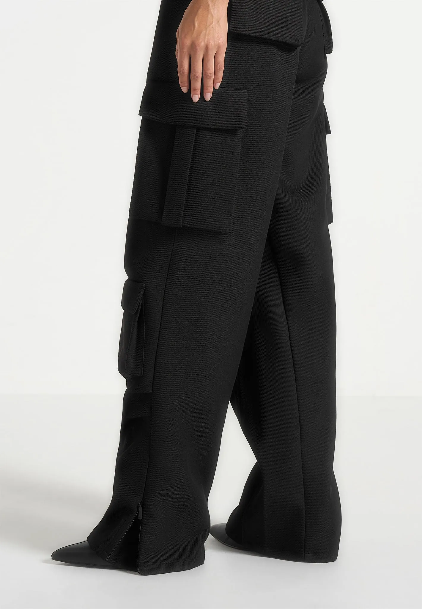 Emilie - Drill High Waisted Cargo Pants - Black sold by Maniere De Voir product image thumbnail 3