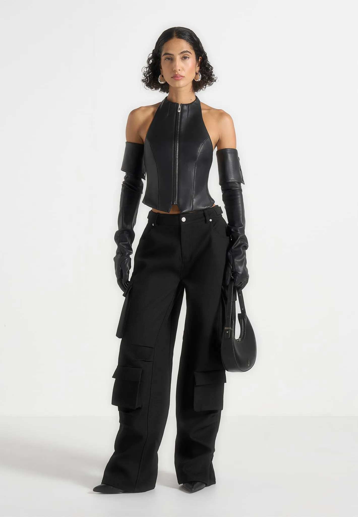 Emilie - Drill High Waisted Cargo Pants - Black sold by Maniere De Voir