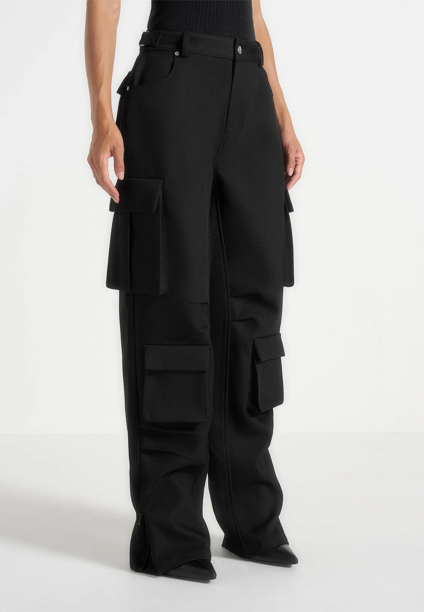 Emilie - Drill High Waisted Cargo Pants - Black sold by Maniere De Voir product image thumbnail 4