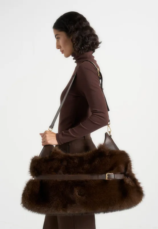 Cali - Fur Duffel Bag  - Brown sold by Maniere De Voir