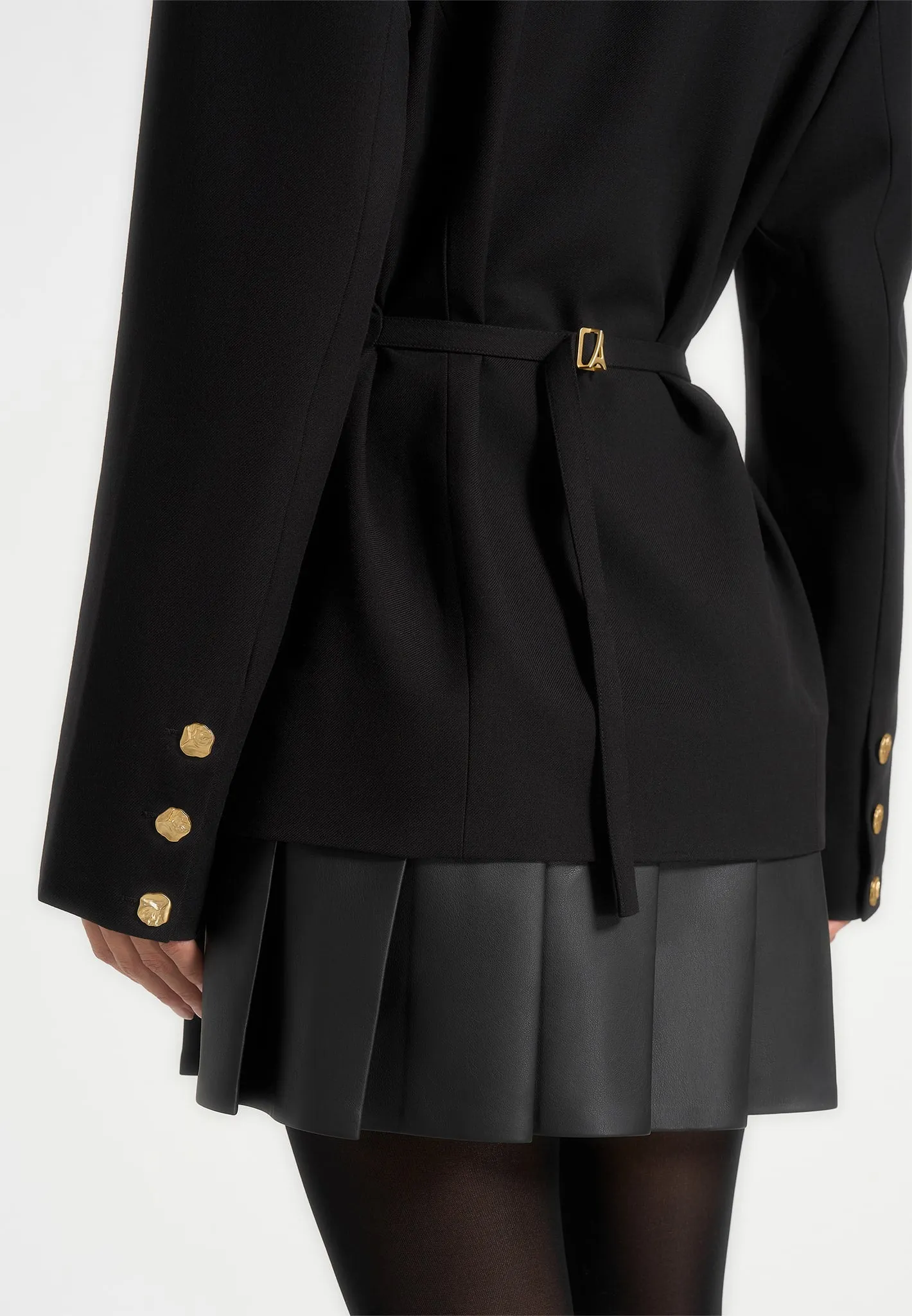 Nicole - Tailored Cinch Blazer Dress with Pleats - Black sold by Maniere De Voir product image thumbnail 4
