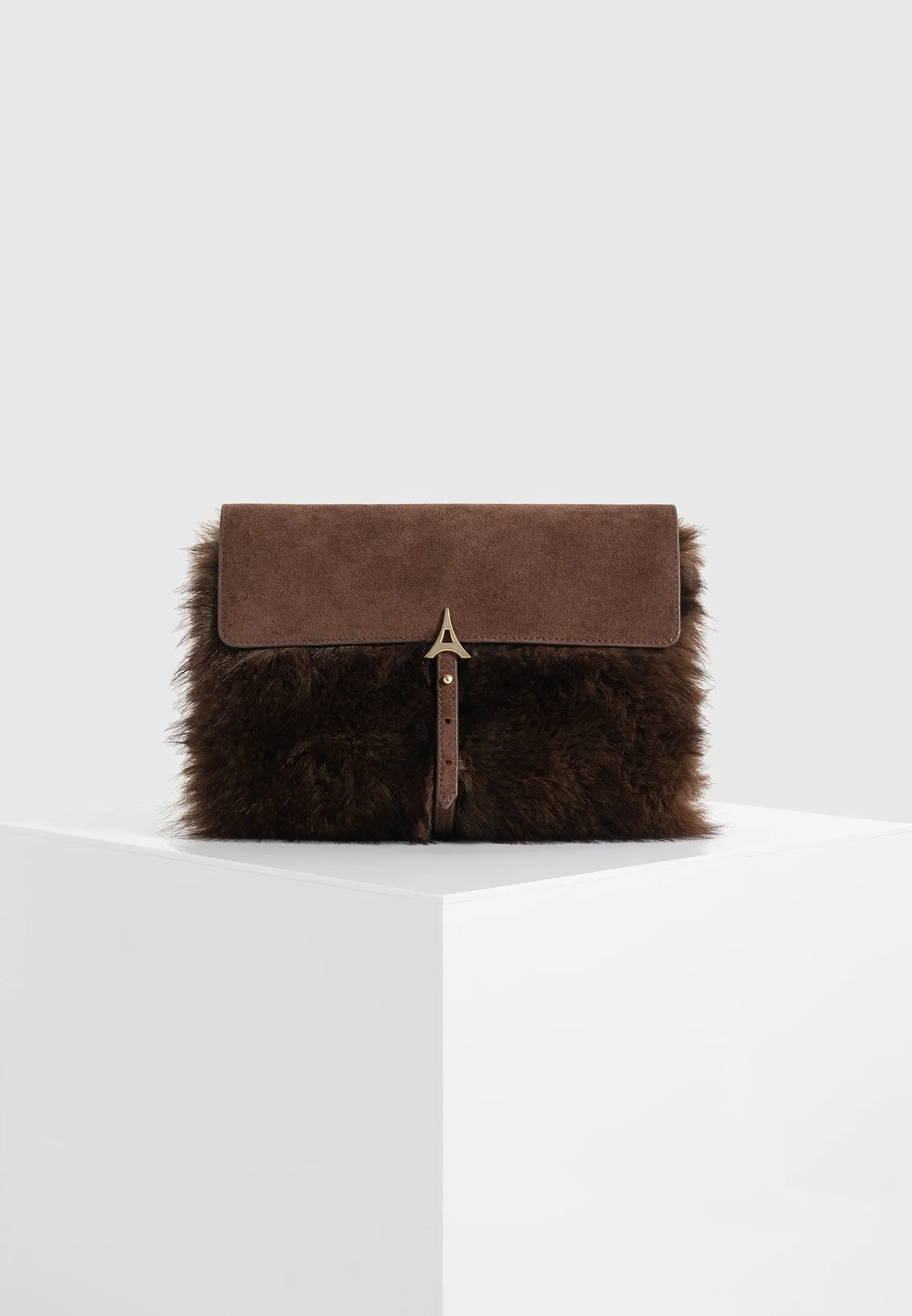 Aliya - Fur & Suede Clutch Bag - Brown/Beige sold by Maniere De Voir product image thumbnail 3