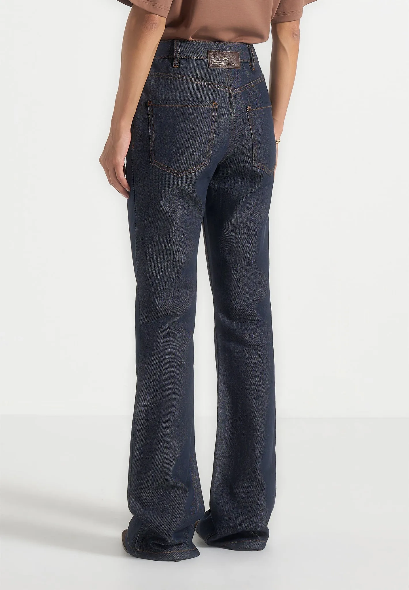 Abbie - Stacked Fit And Flare Jeans - Indigo sold by Maniere De Voir product image thumbnail 5