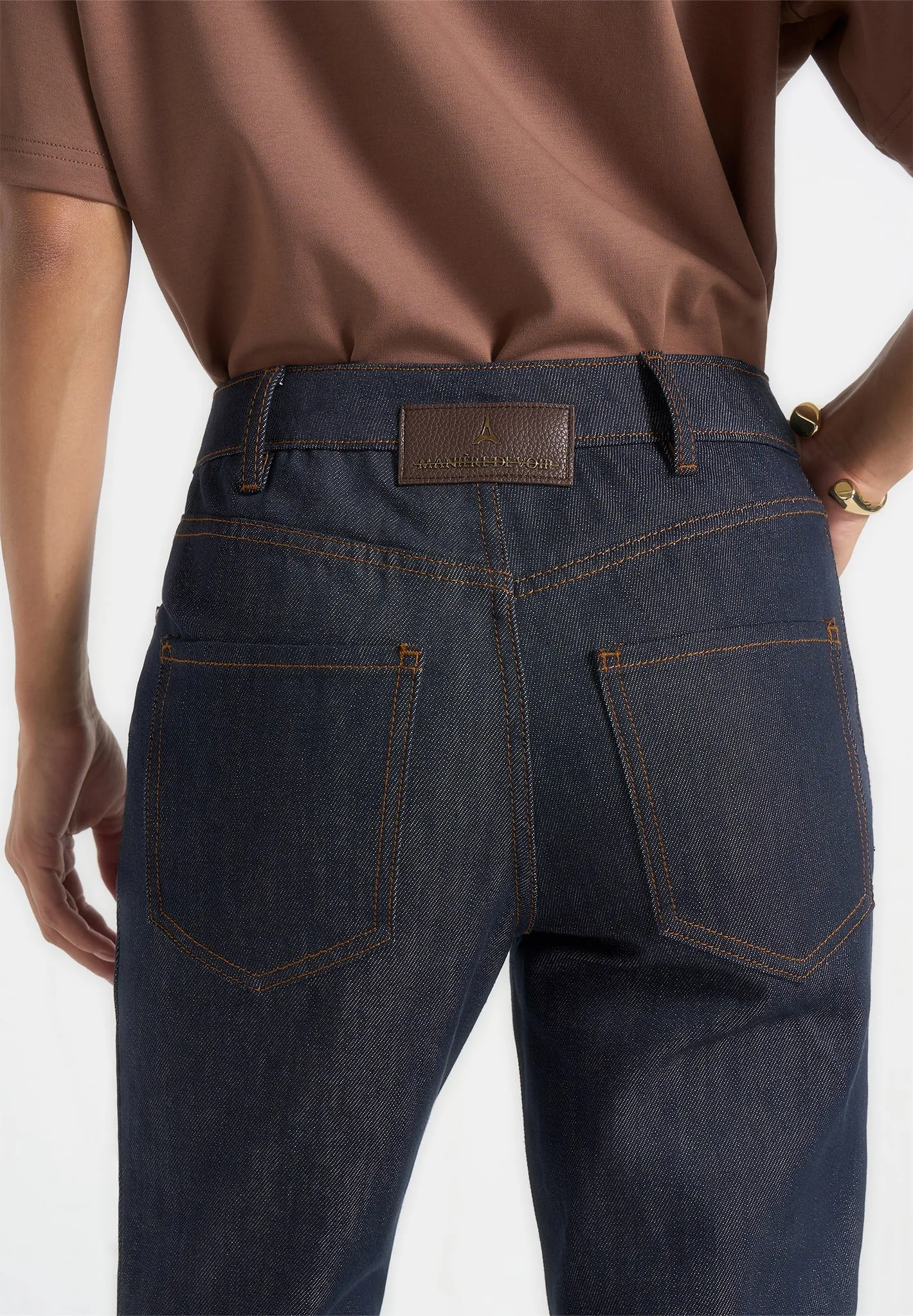 Abbie - Stacked Fit And Flare Jeans - Indigo sold by Maniere De Voir product image thumbnail 4