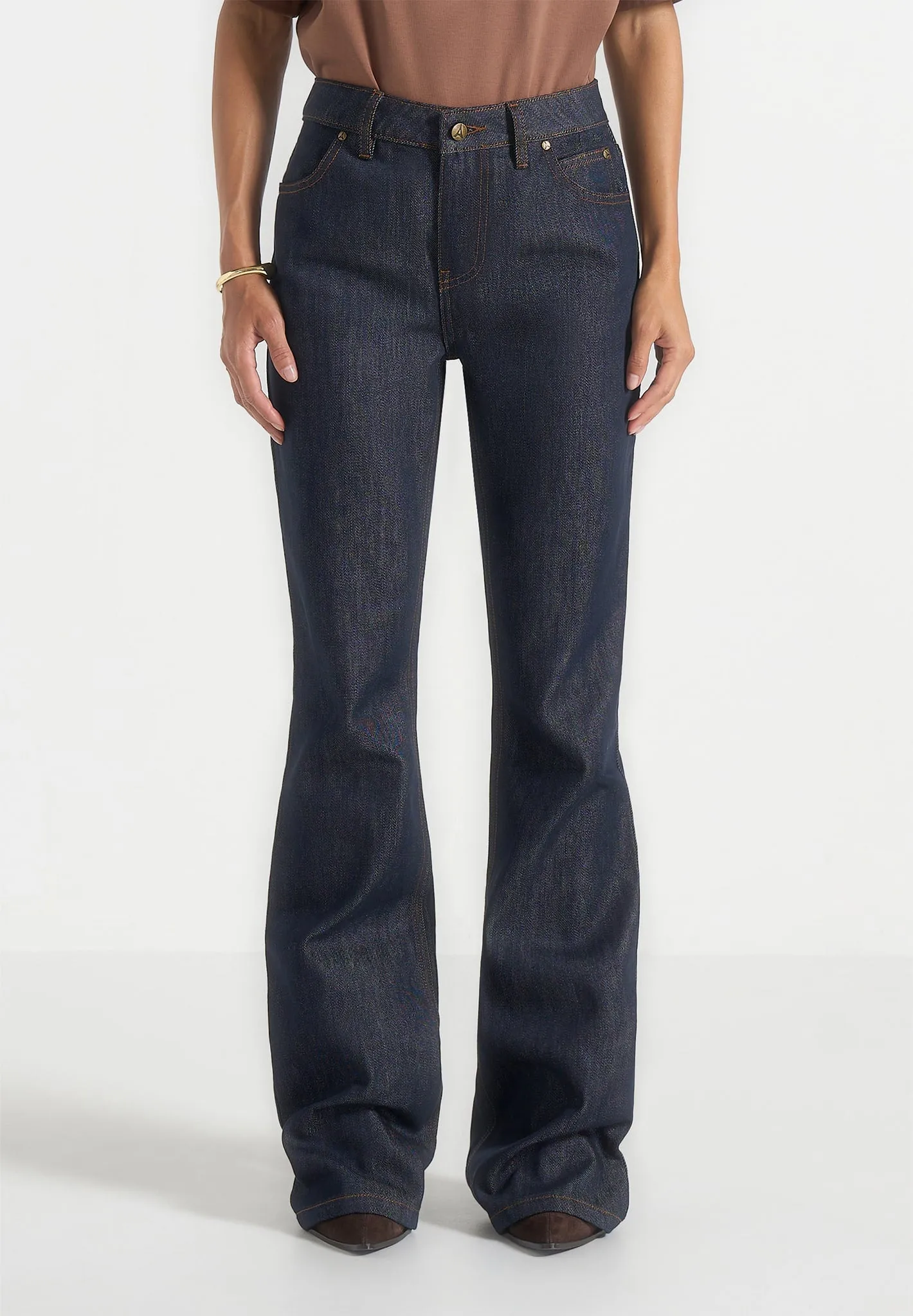 Abbie - Stacked Fit And Flare Jeans - Indigo sold by Maniere De Voir product image thumbnail 3