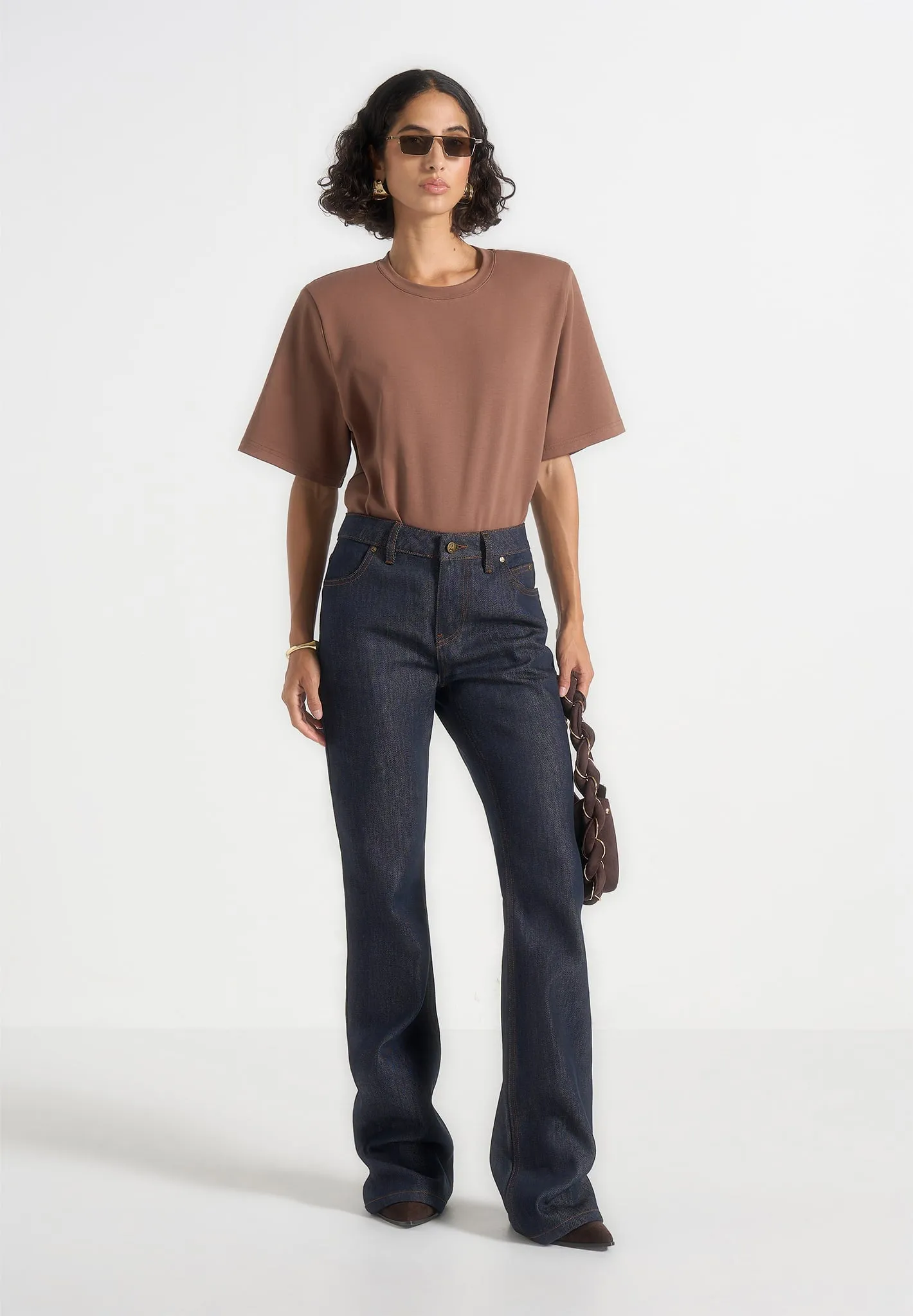 Abbie - Stacked Fit And Flare Jeans - Indigo sold by Maniere De Voir