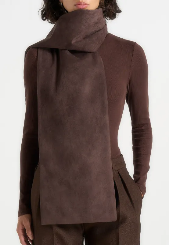 Melia - Reversible Leather & Suede Scarf - Brown sold by Maniere De Voir