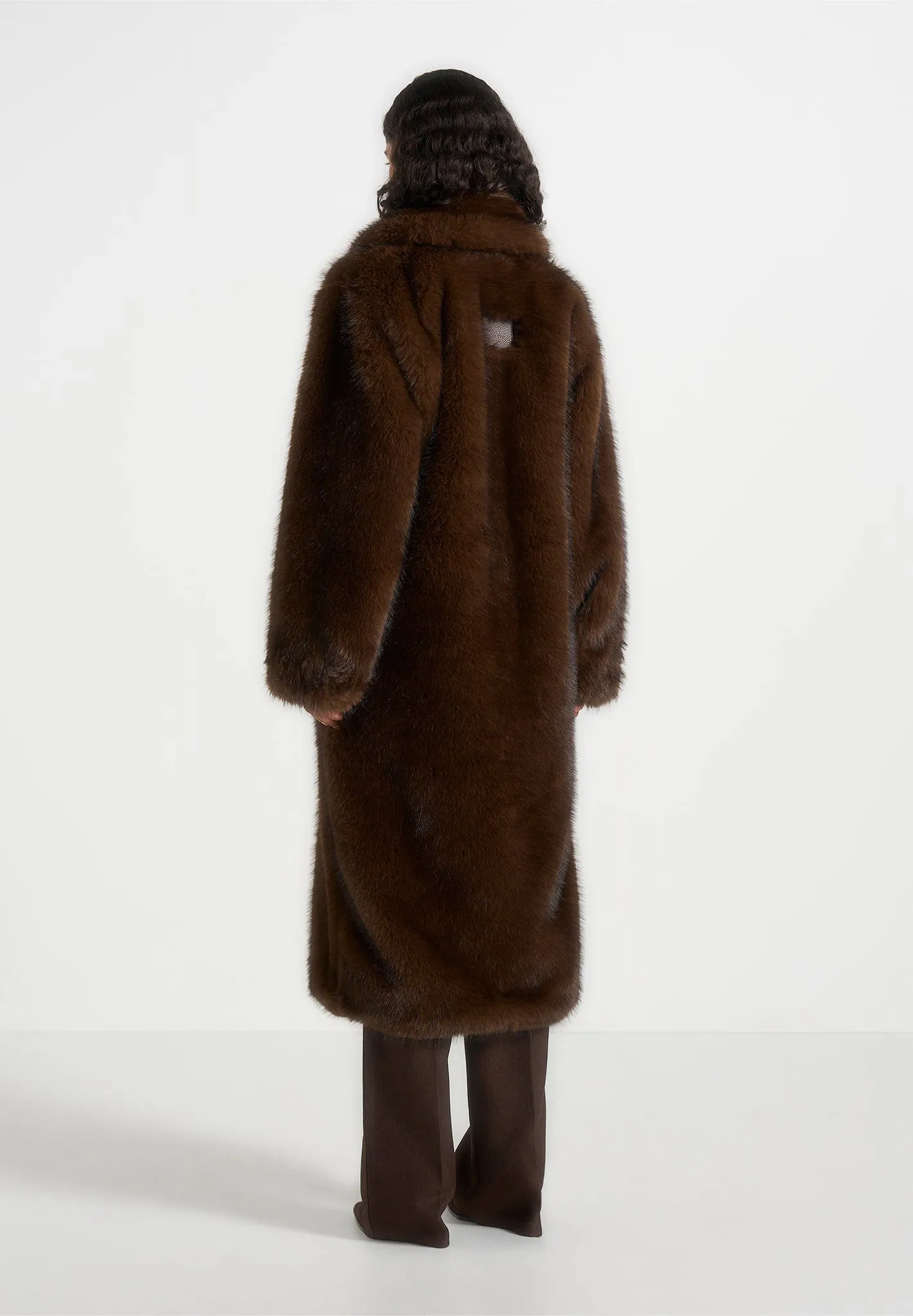 Bria - Oversized Fur Coat With Leather Belt - Brown sold by Maniere De Voir product image thumbnail 4