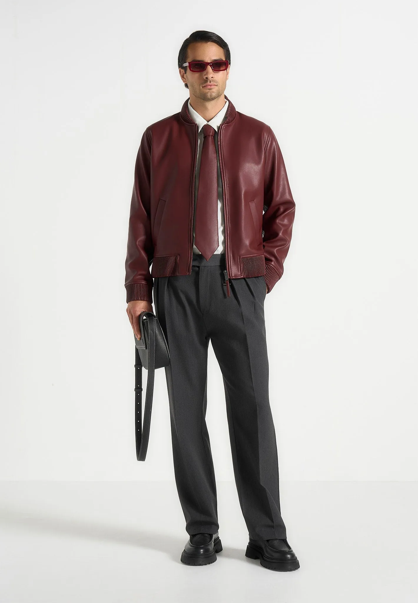 Arman - Leather Bomber Jacket - Wine Red sold by Maniere De Voir
