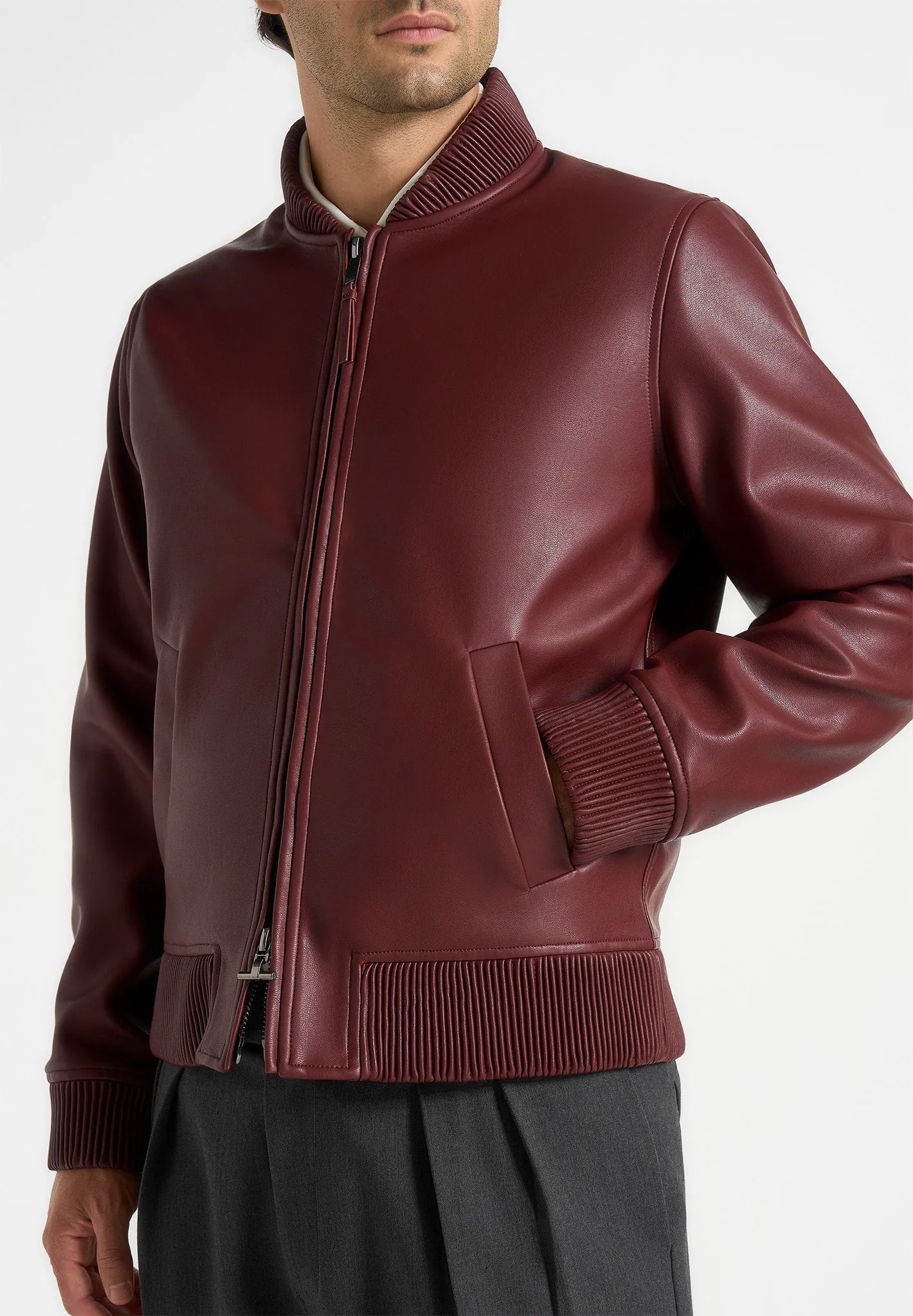 Arman - Leather Bomber Jacket - Wine Red sold by Maniere De Voir product image thumbnail 3