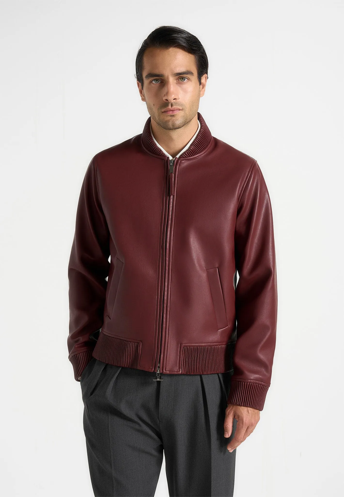 Arman - Leather Bomber Jacket - Wine Red sold by Maniere De Voir product image thumbnail 2