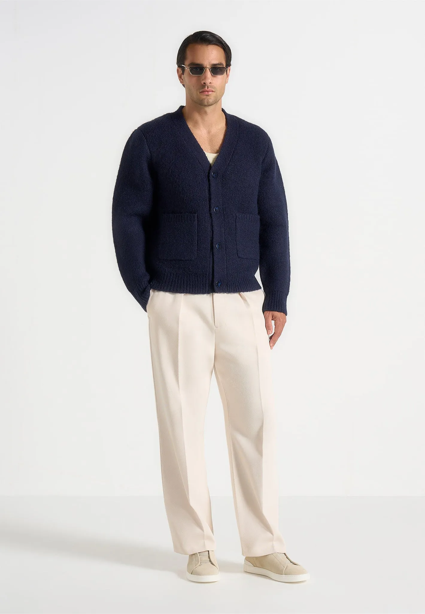 Aldo - Wool Knit Cardigan - Navy sold by Maniere De Voir