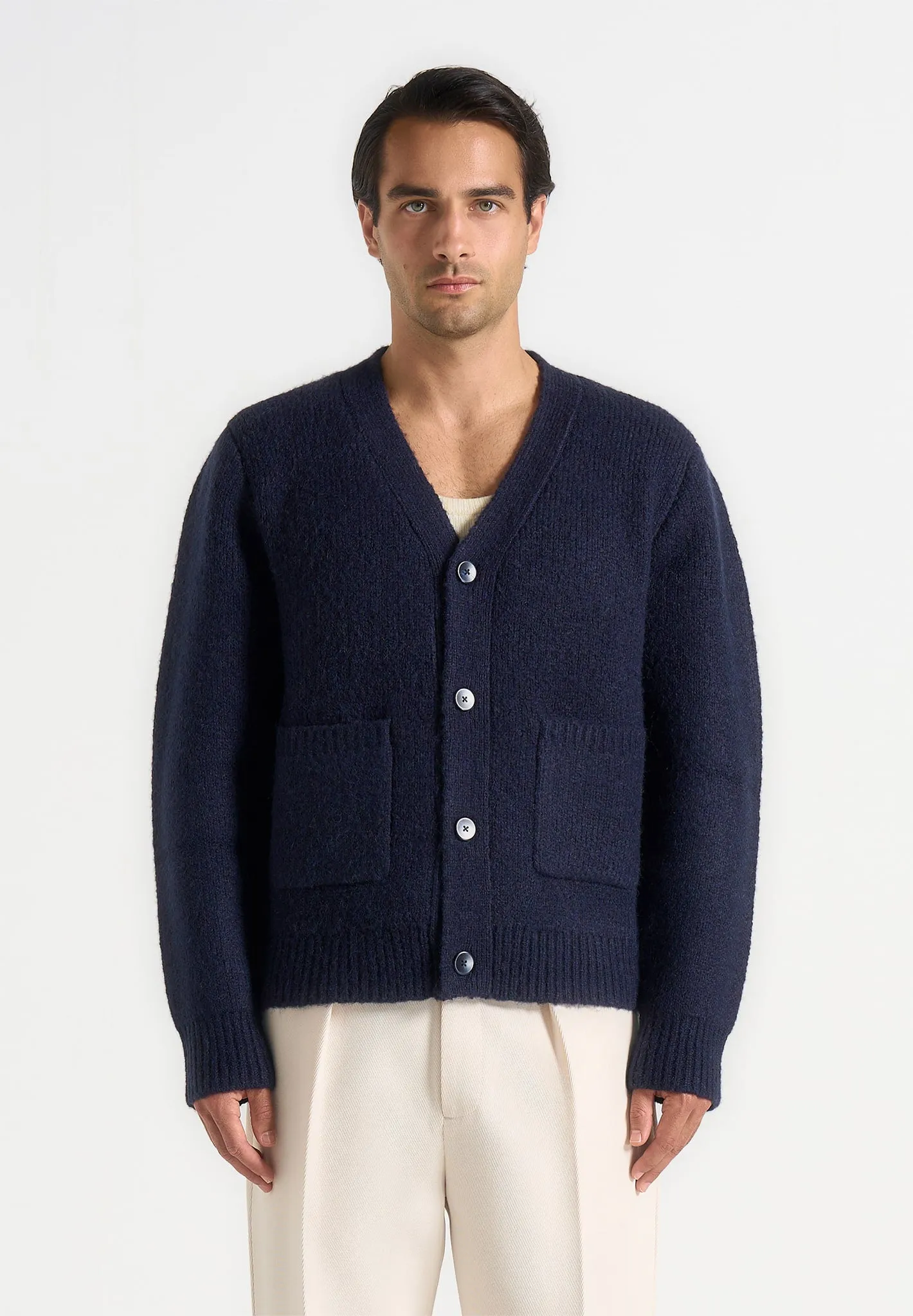 Aldo - Wool Knit Cardigan - Navy sold by Maniere De Voir product image thumbnail 4