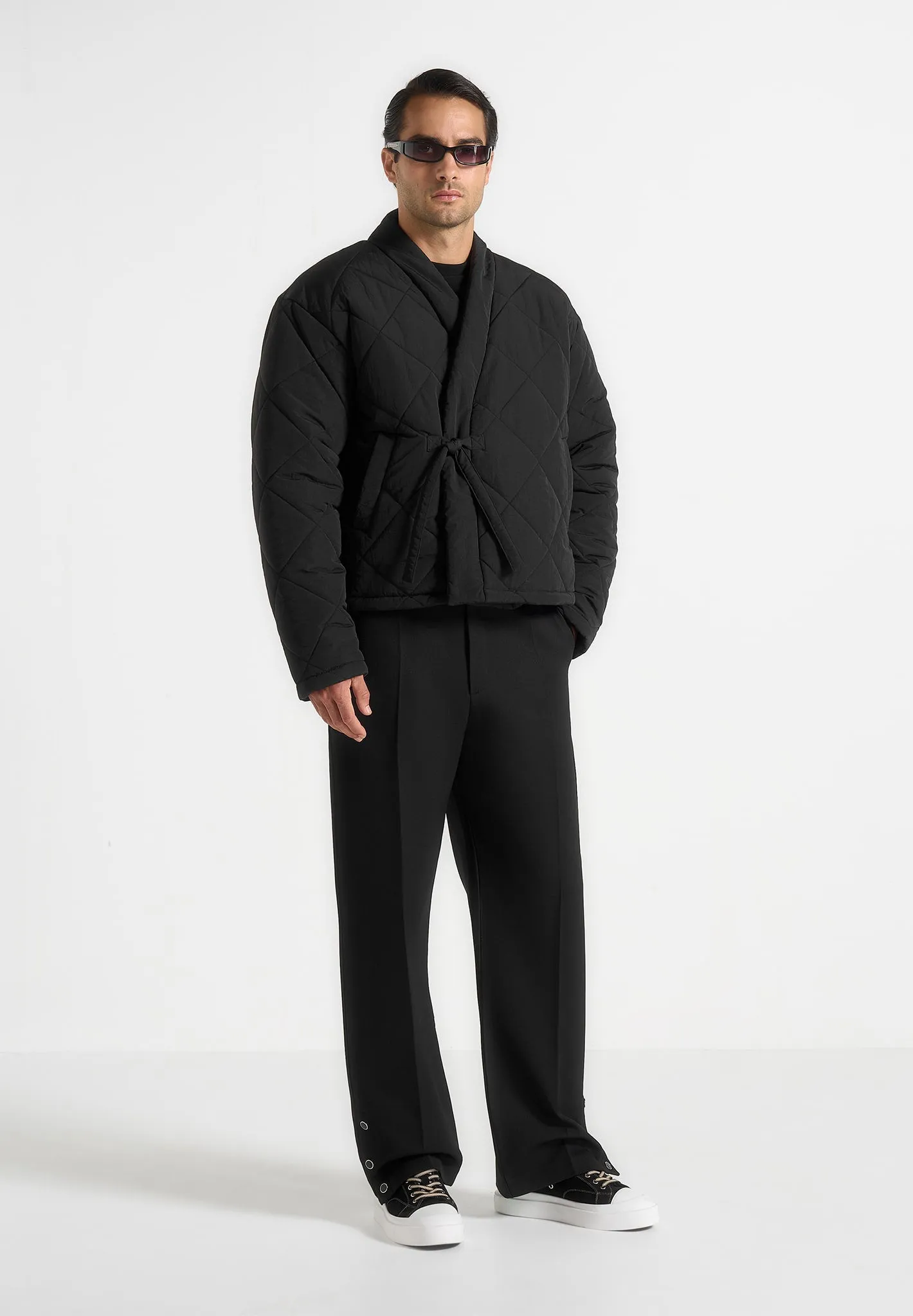 Emil - Kimono Quilted Wrap Puffer Jacket - Black sold by Maniere De Voir