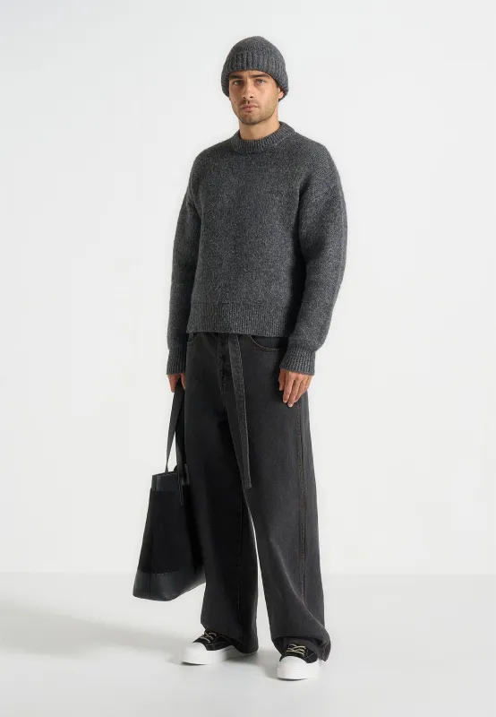 Chris - Brushed Wool Knit Jumper - Grey sold by Maniere De Voir