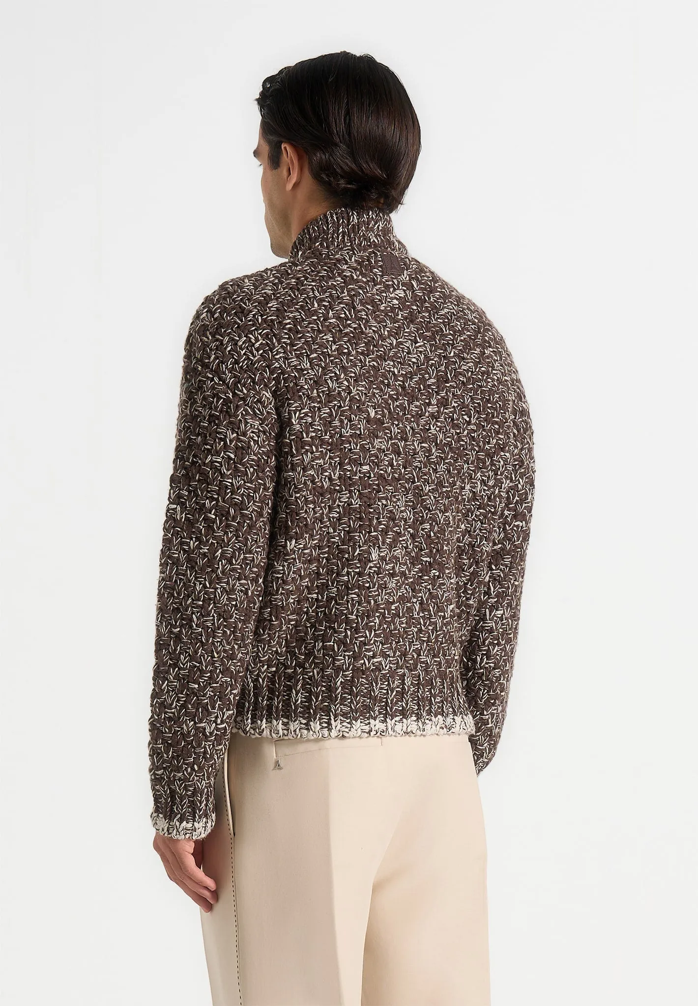 Darel - Speckled Knit Bomber Jacket - Brown sold by Maniere De Voir product image thumbnail 5