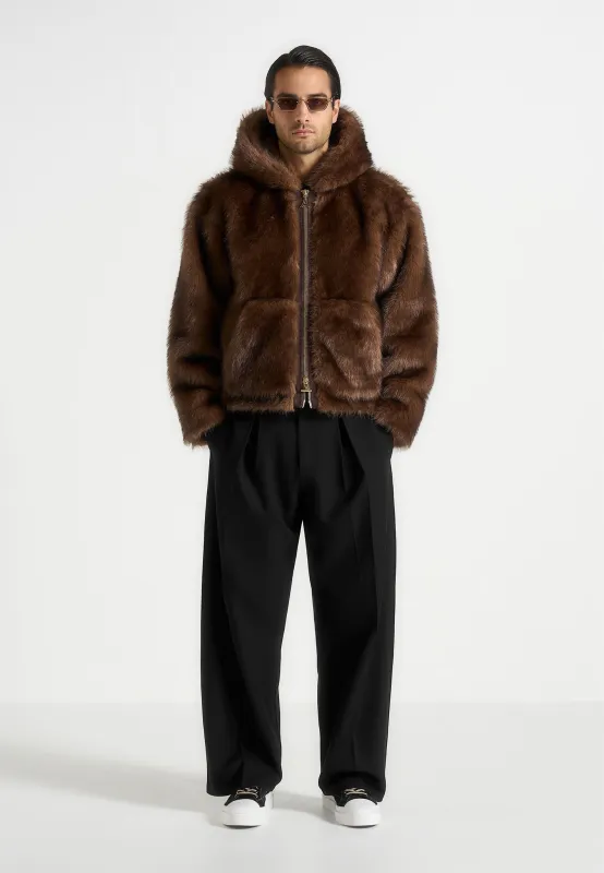 Ryan - Fur Hooded Jacket - Brown sold by Maniere De Voir